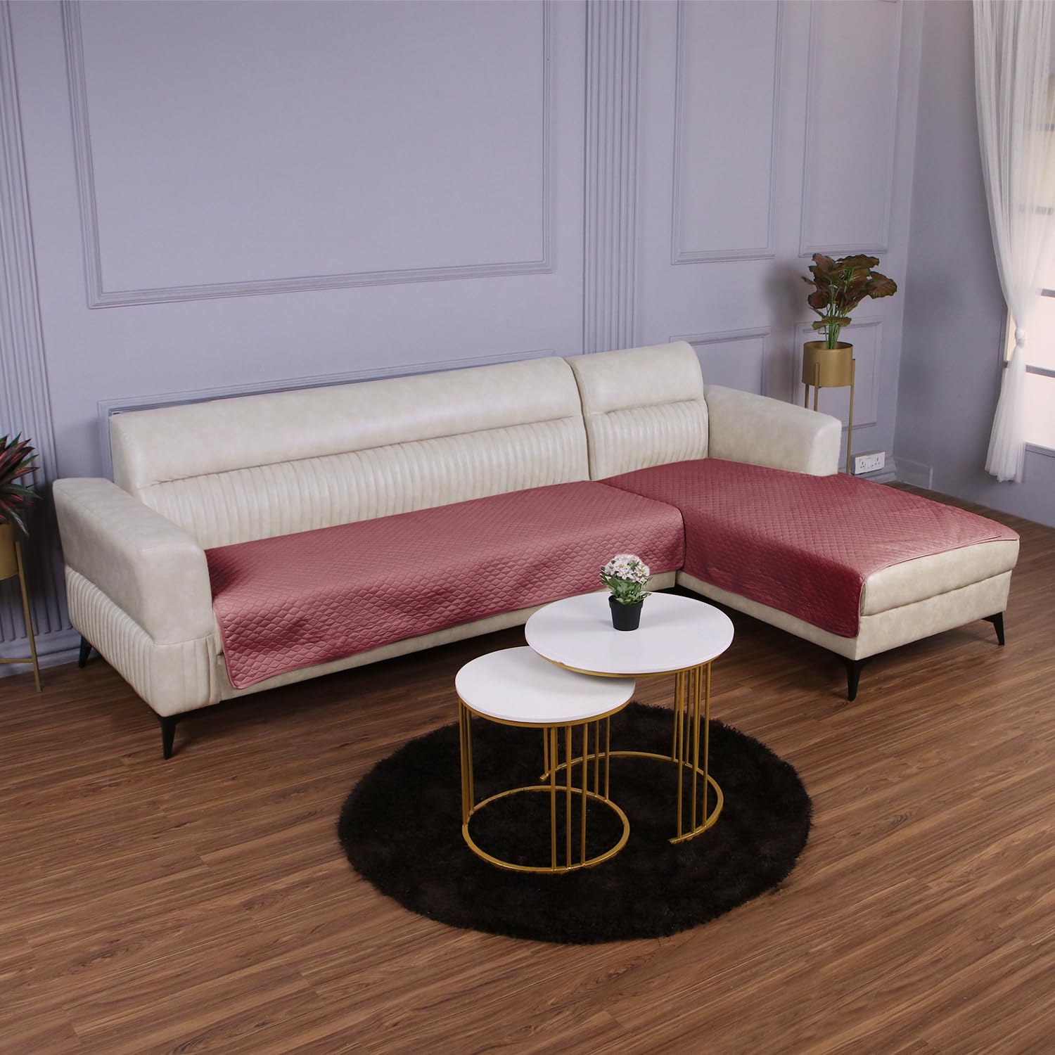 HOKIPO Quilted Sofa Cover 3 Seater and 2 Seater (L Shape), Mauve Pink (IN-721-PCH + IN-724-PCH) (B0DB5SKCPT) Amazon Price History, Amazon Price Tracker