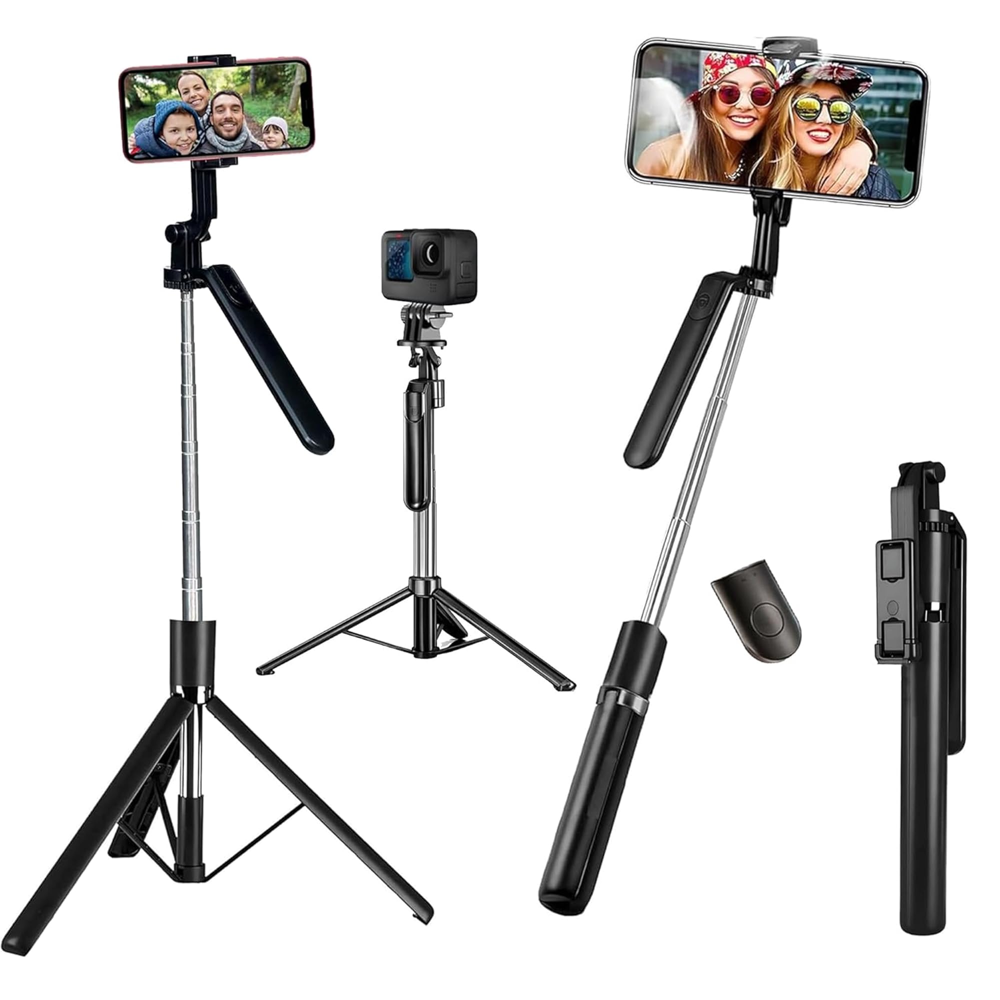 Kratos R16 Long Selfie Stick Tripod Stand 67 inch/1.7 M, 360° Rotation Handle for Anti Shake Shooting Tripod, Multifunctional Bluetooth Tripod for Mobile Phone for Vlogging, Live Stream and Travel-picture-11