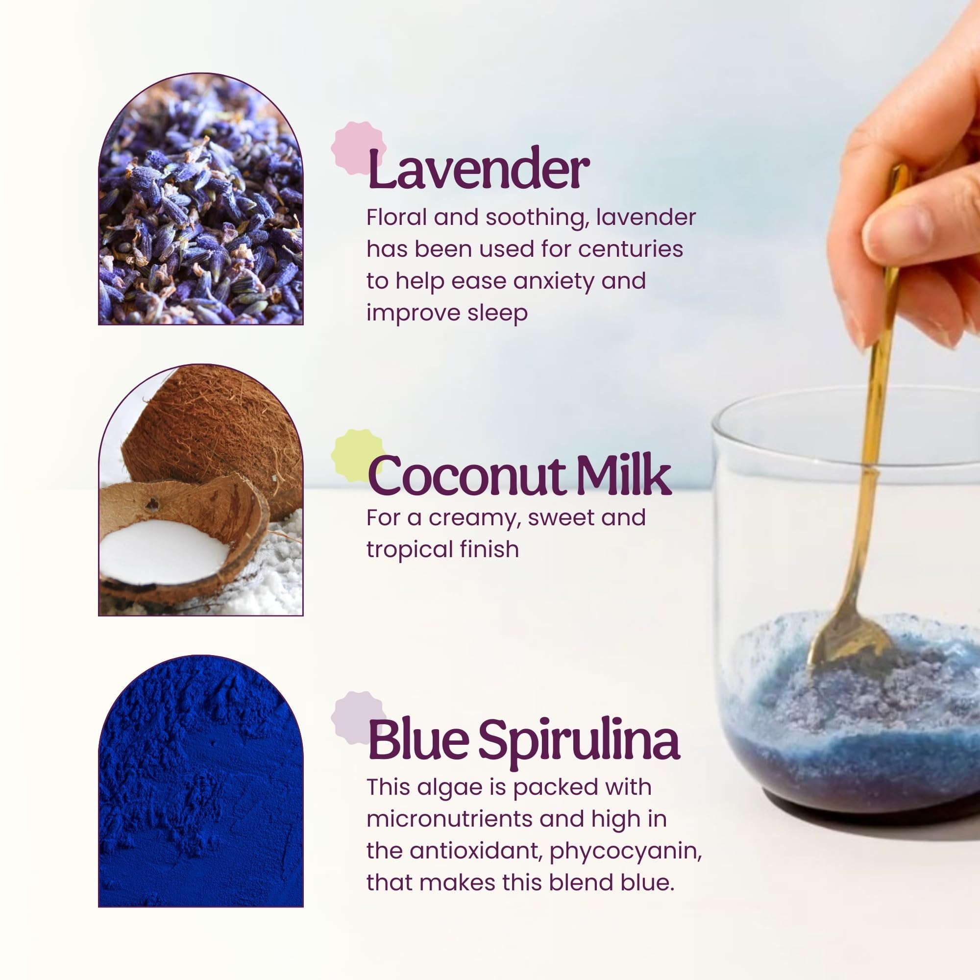 Blume Blue Lavender Superfood Latte - Caffeine Free, 1g Sugar, 25 Servings — Amazon image 4