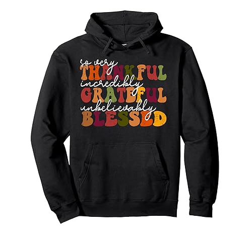 Thankful Grateful Blessed Cute Thanksgiving Christian Women Pullover Hoodie