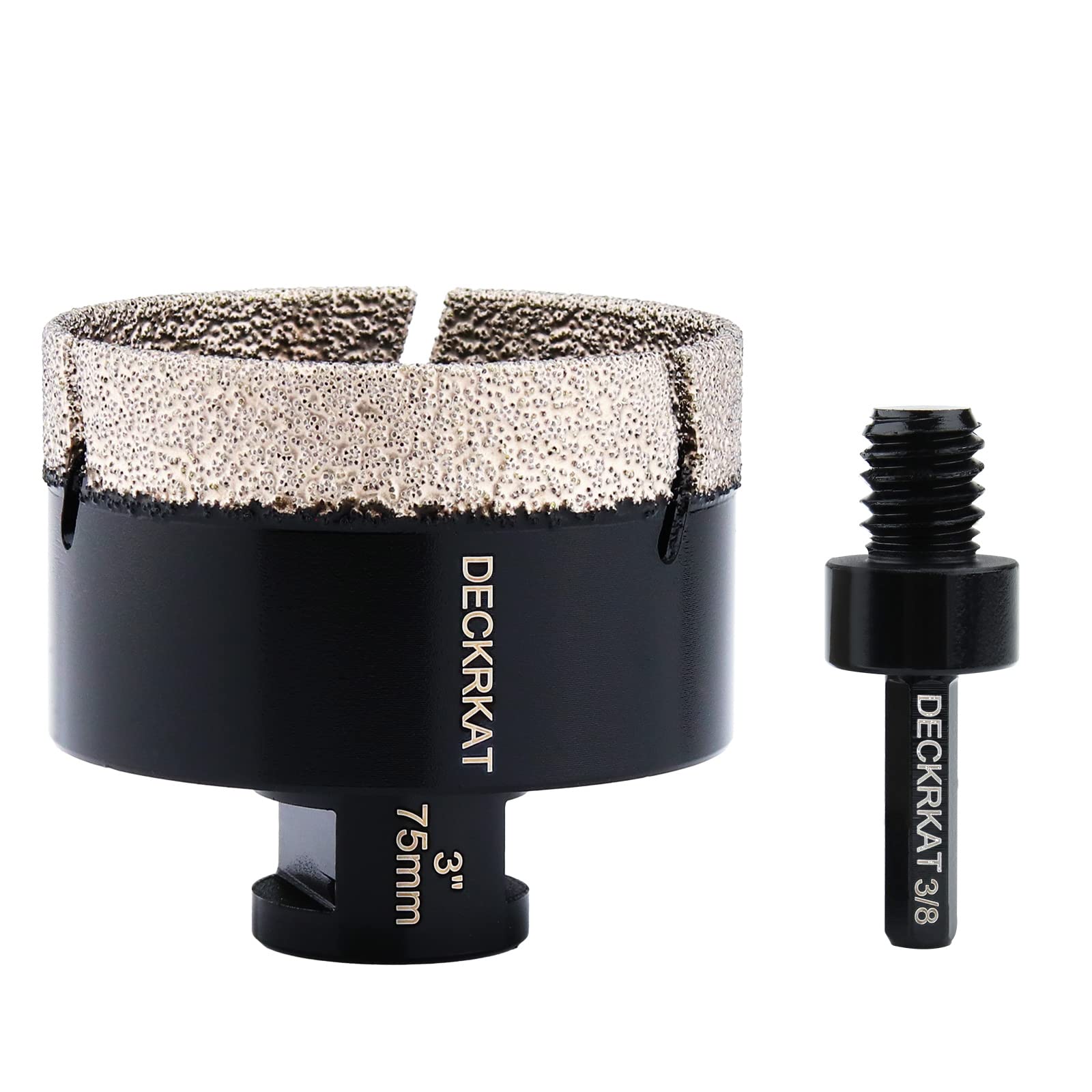 Diamond Hole Saw, 3" Hole Saw for Tiles Granite Marble Ceramic Glass Porcelain, 75mm Core Drill Bit with 5/8-11 Thread and 3/8” Hex Shank Adapter for