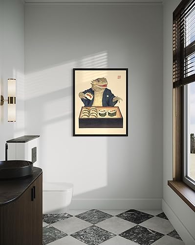 Miniatura 2 de Bearded Dragon Eating Sushi Japanese Wall Art Print Poster, Quirky Animal Poster, Retro Funny Animal Food Art Print, Unique Kitchen Dining Room Wall