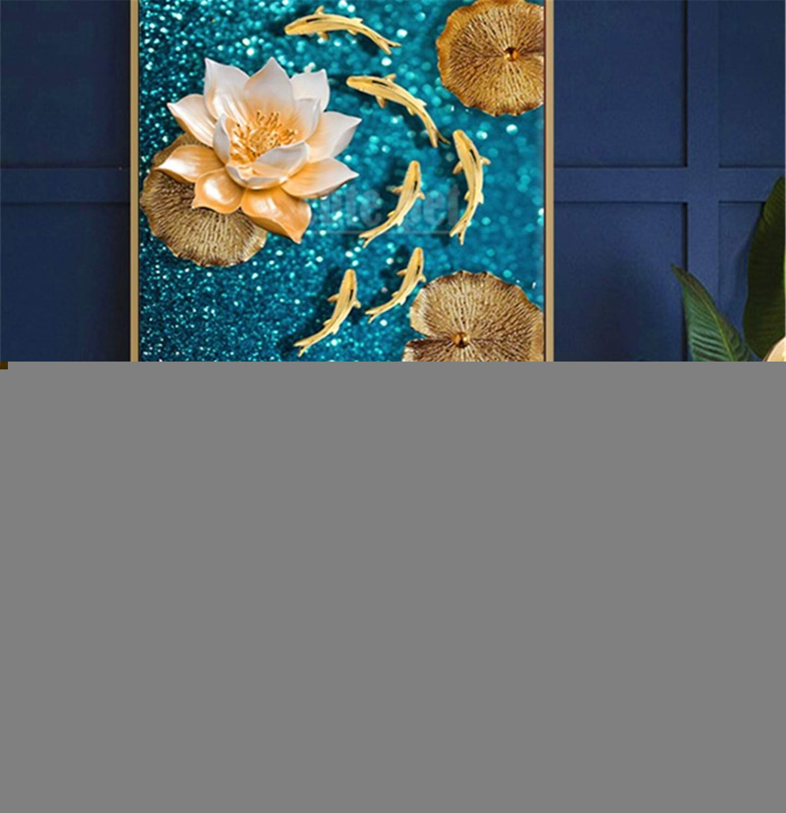 Broderie Diamant 5D Lotus doré grand format 32x88inch point de croix strass loisir créatif