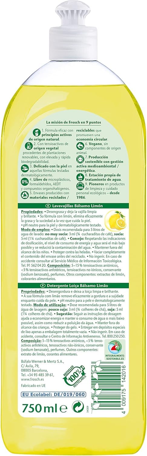 Frosch Lot de 10 baumes de citron verts pour lave-vaisselle 7500 ml