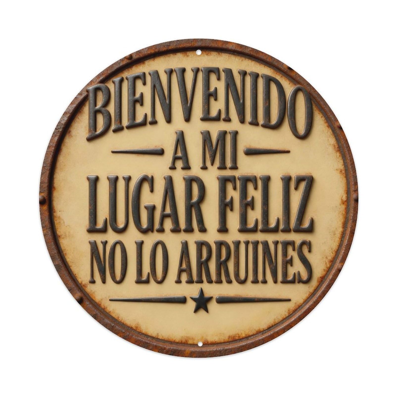 Zlatcbu Vintage Welcome To My Happy Place Don't Ruin It Metal Tin Sign Retro Wall Art Poster, Decor For Home Living Room Bar Cafe Garage, 8X8 Inch