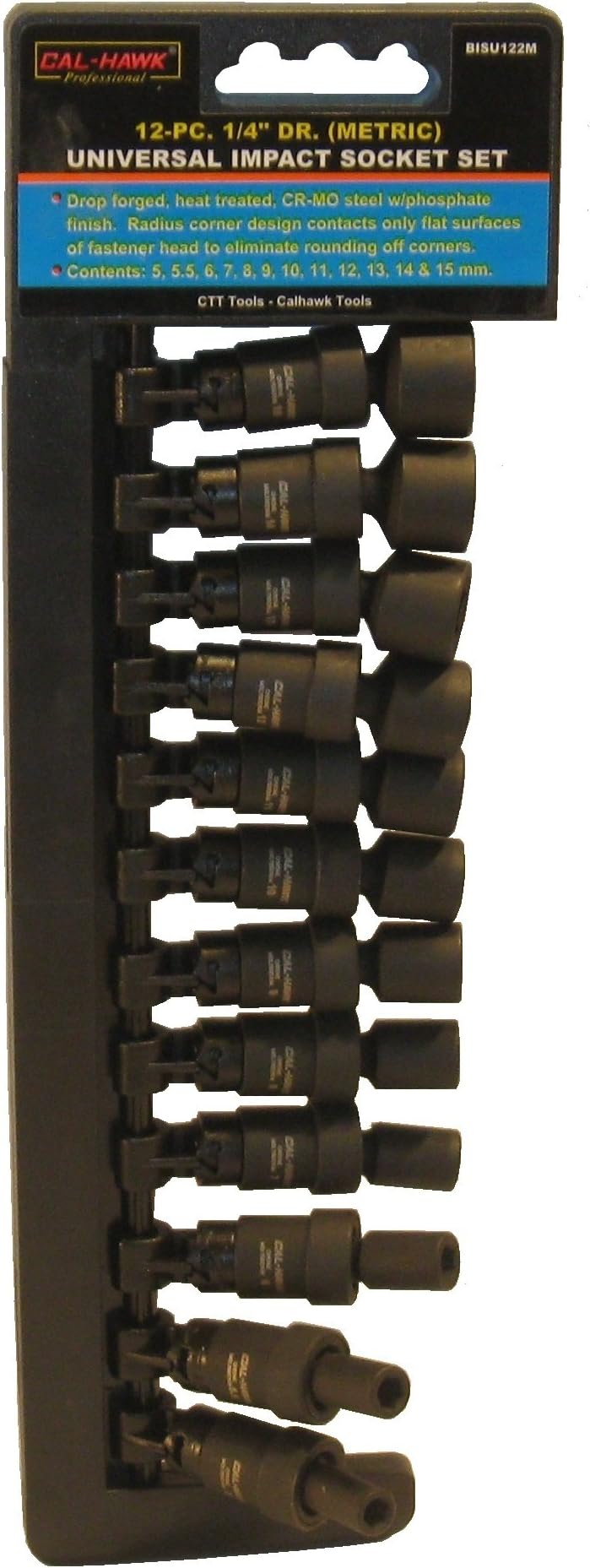 Cal-HawkCal Hawk Tools BISU122M 12 Piece 1/4" Drive Universal Swivel Impact Metric Socket Set