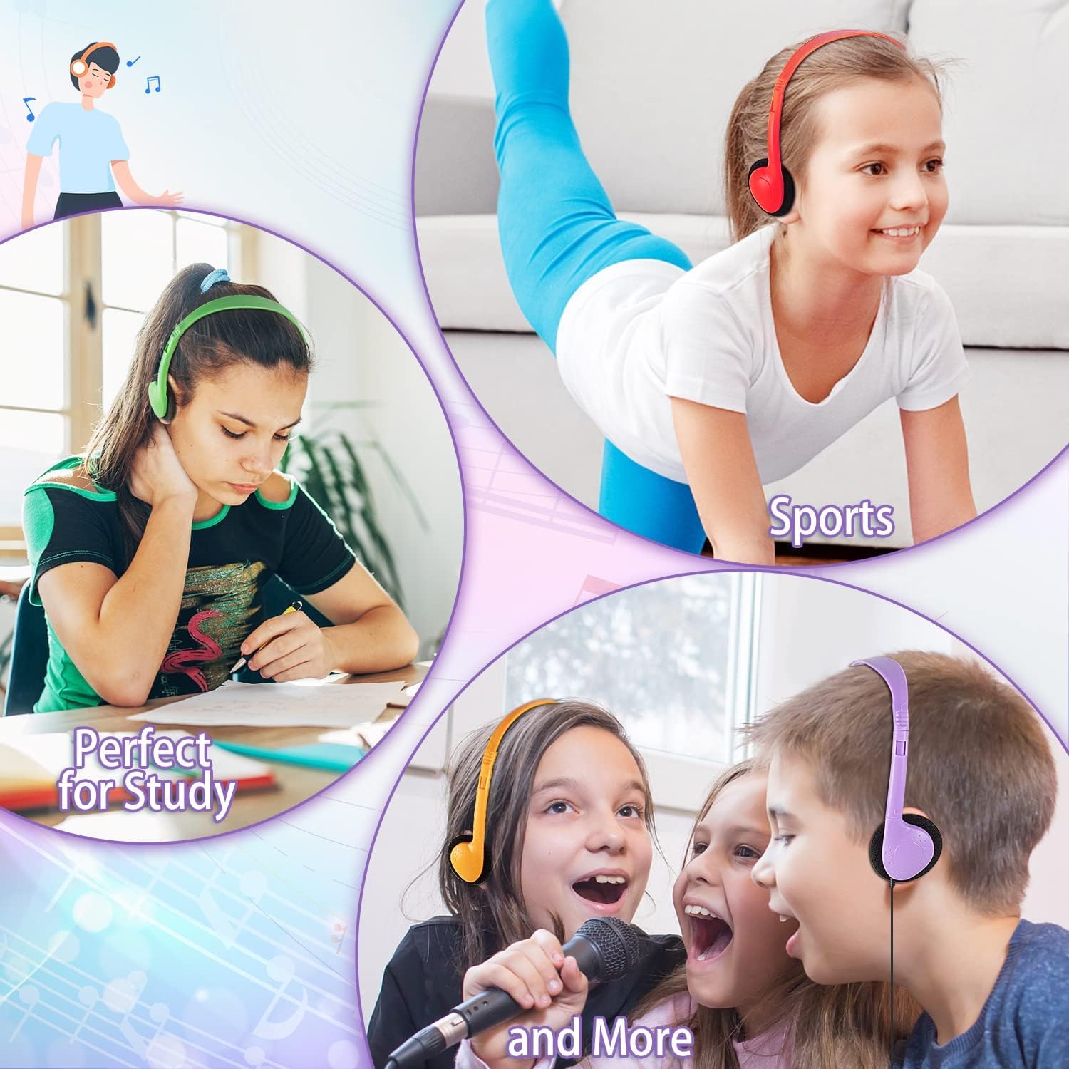 Słuchawki do sali lekcyjnej, 10 sztuk, wielokolorowe, dla dzieci, szkoły, zestaw klasy hurtowej, trwałe słuchawki dla studentów, dzieci, maluchów, nastolatków, chłopców, dziewcząt i dorosłych