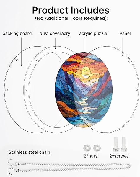 Kaayeewood 83 Pieces Acrylic Puzzle Window Hanging, Colorful 2 Sun Catchers Panel SunCatchers Puzzles Decor for Birthday Women, Men, Wife, Aunt, and Mom 7.36 in - 4