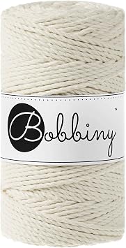 Bobbiny Regular 3mm 3 Ply Macrame Cord Natural 108yds/330ft 100% Recycled Cotton