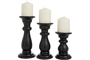 Deco 79 Mango Wood Round Candle Holder Set of 3