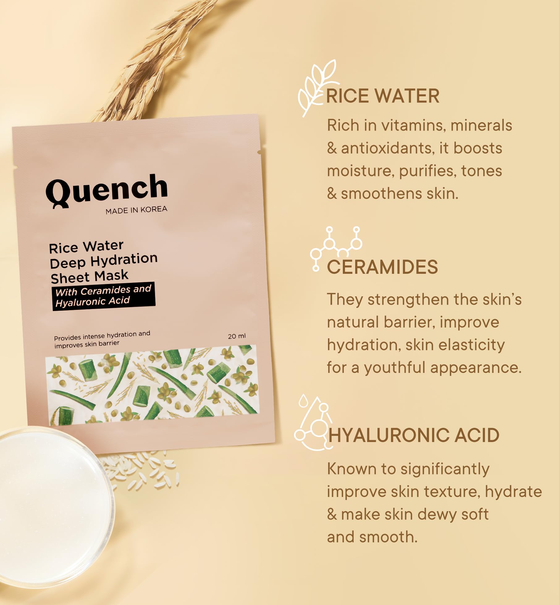 Buy Quench Deep Hydration Korean Sheet Mask with Rice Water