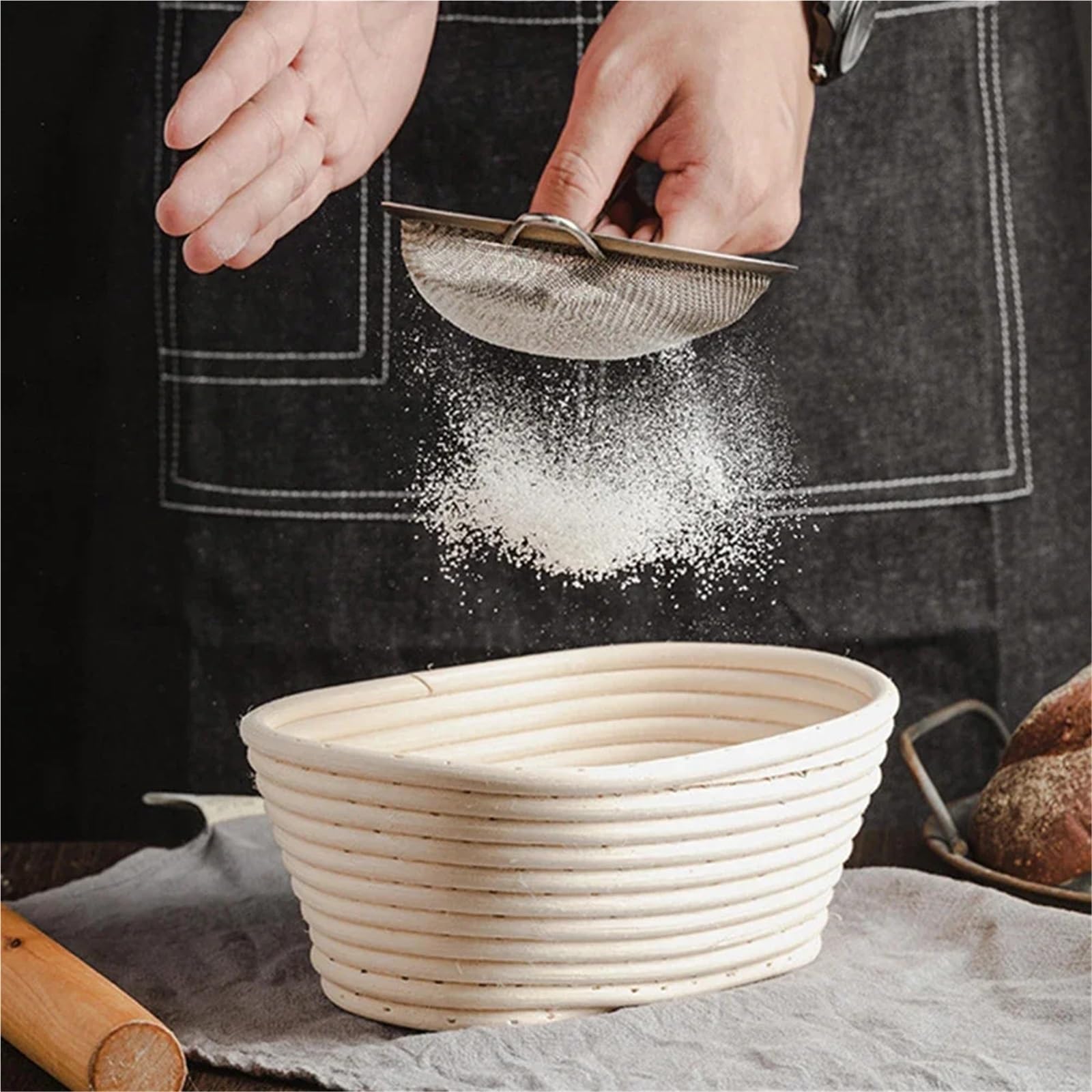 Cestas ovaladas de fermentación pan, cesta Banneton masa madre ratán portátil, cestas tejidas a prueba, herramientas cocina Para Masa(S)