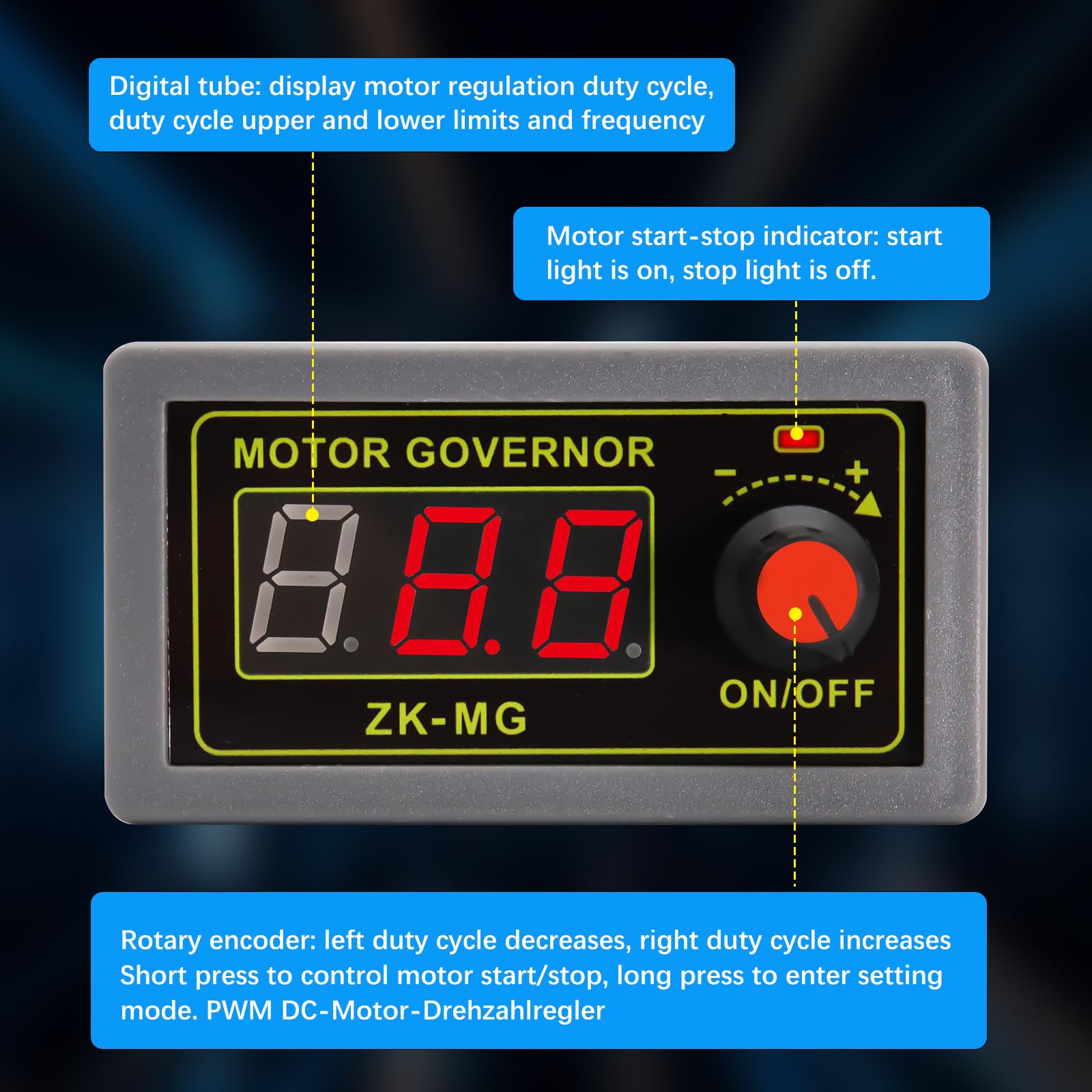 PWM DC Motor Governor AYWHP regolatore di tensione con doppio driver MOS display di velocità DC 5V 9V 12V 18V 24V 30V