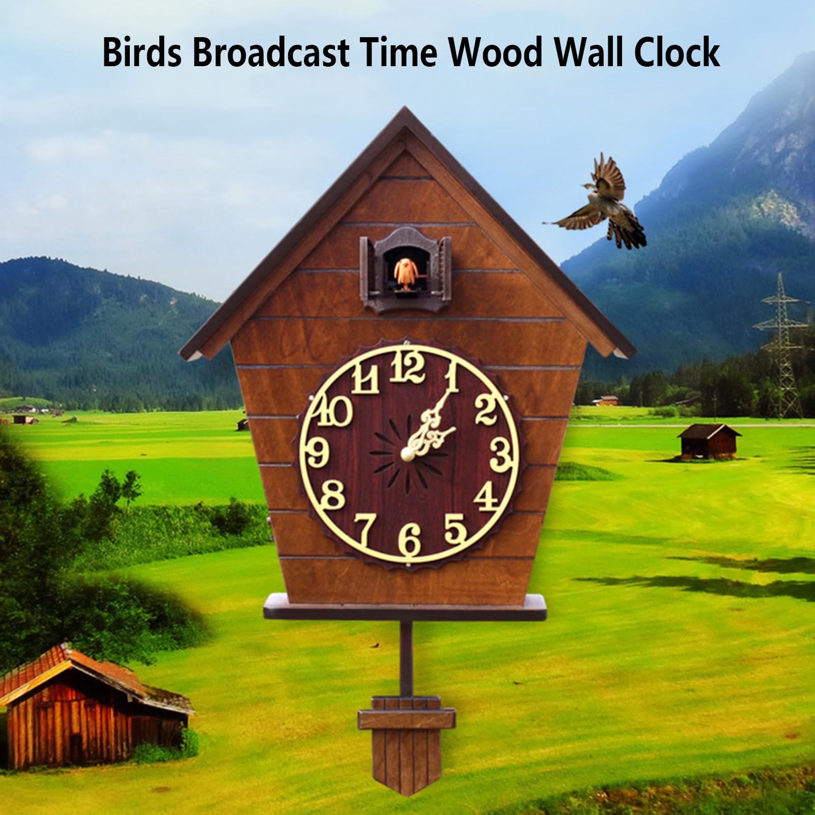 Amazon.co.jp: クォーツ鳩時計、木製壁掛け時計、アンティーク振り子