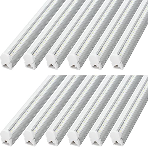 Miniatura 15 de Paquete de 6 lámparas T5 integradas individuales, cubierta transparente de luz LED enlazable de 4 pies y 20 W, luz diurna blanca de 6500 K, 2200