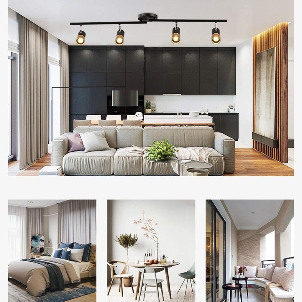 faretti per soffitto Kit di Illuminazione a Binario a LED a 6 luci Testa della Luce ruotabile in Modo Flessibile ， Faretto a soffitto a LED E27 10W per Illuminazione della Cucina della Camera da Let