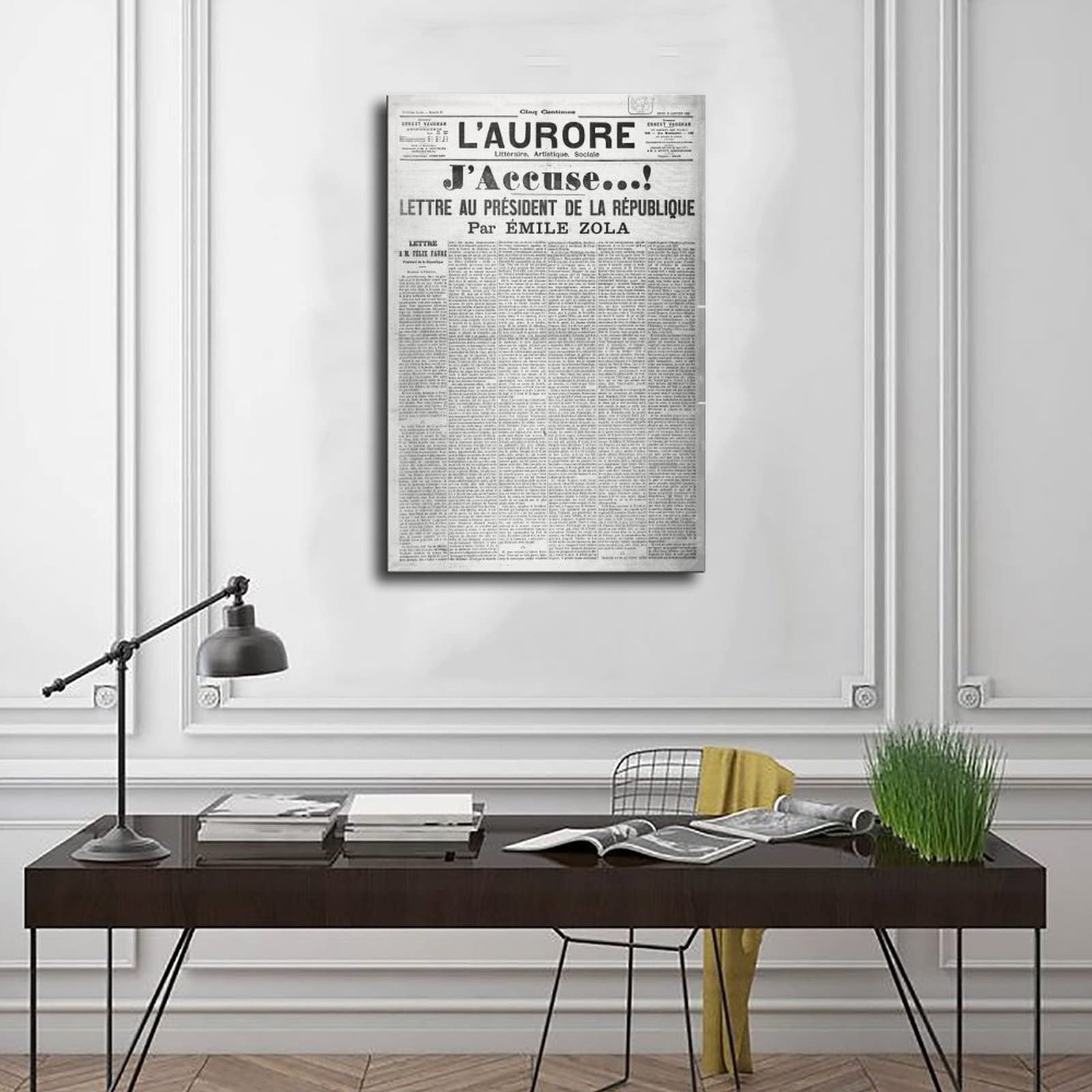 crttrs Poster rétro Magazine J'accuse d'Emile Zola sur toile pour décoration de chambre à coucher, bureau, chambre, cadeau, sans cadre, 40 x 60 cm