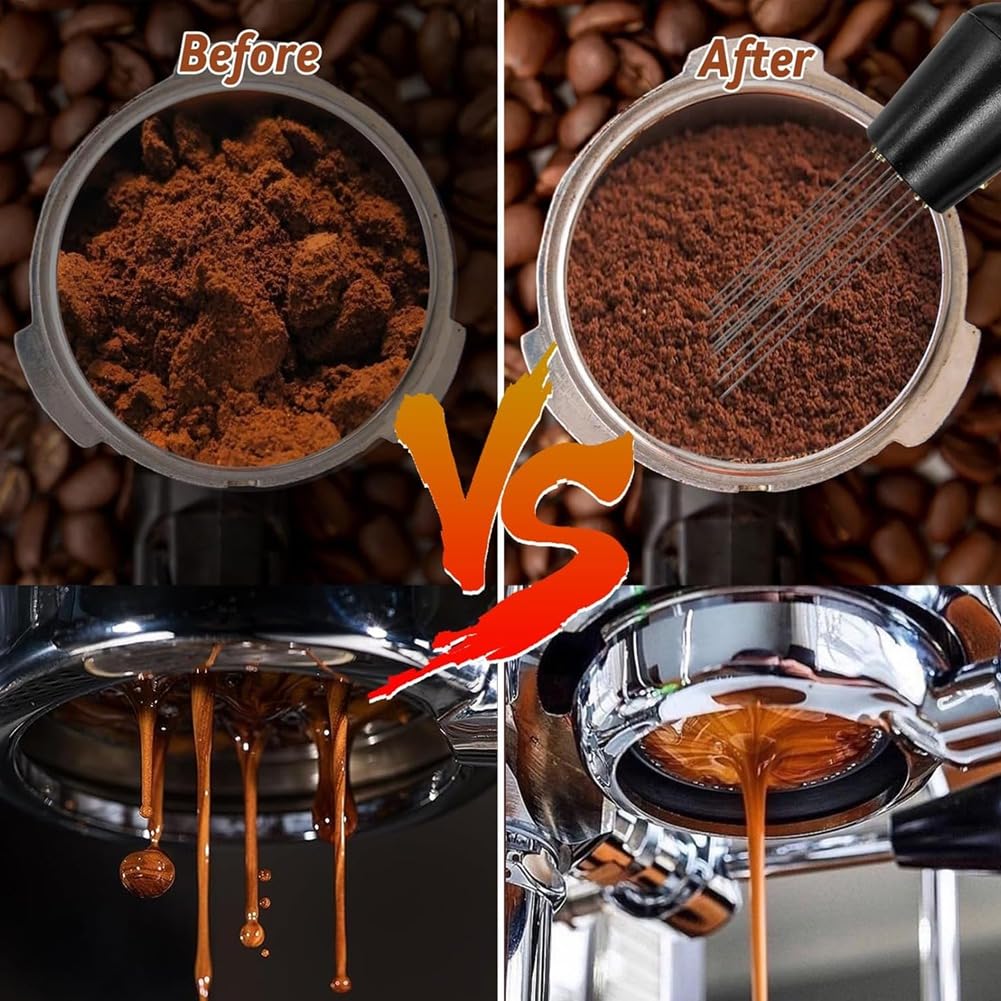 Akcesoria do espresso, zestaw tamper do kawy espresso z tamperem do espresso, narzędzie WDT, mieszadło do kawy, dzbanek do spieniania, 58 mm