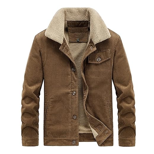 Dawwoti Jaqueta Masculina de Lã Quente de Algodão Cargo de Veludo Cotelê com Vários Bolsos Corta-Vento Preta Tamanho Único