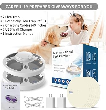 2 Flea Trap for Inside Your Home with 6 Sticky Pads