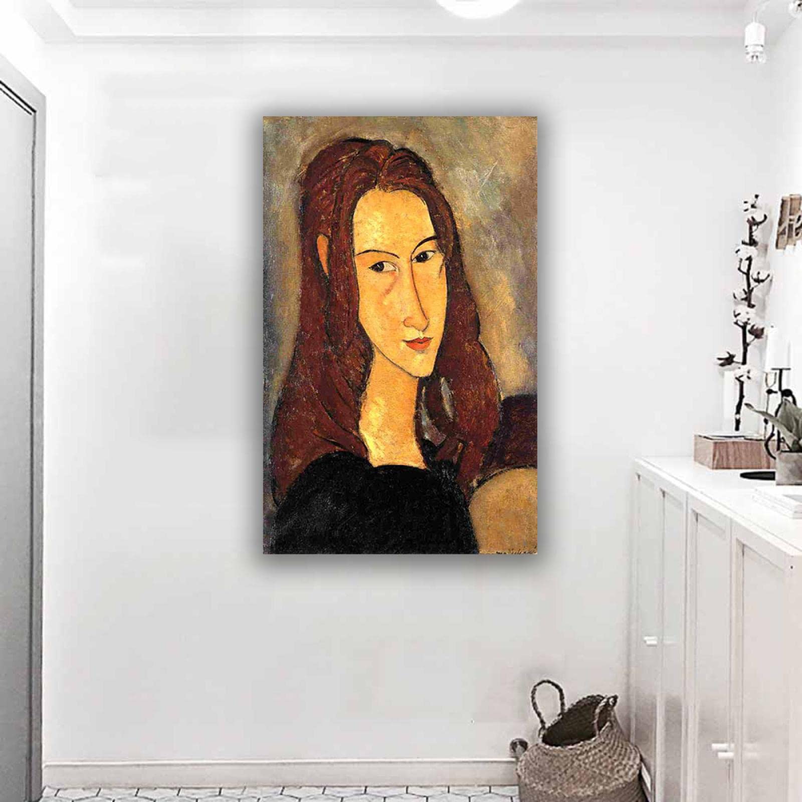 キャンバス油絵　専用　ショートヘアーのパリの女性　モディリアーニ　名画オマージュ キャンバス油絵専用ショートヘアーのパリの女性モディリアーニ