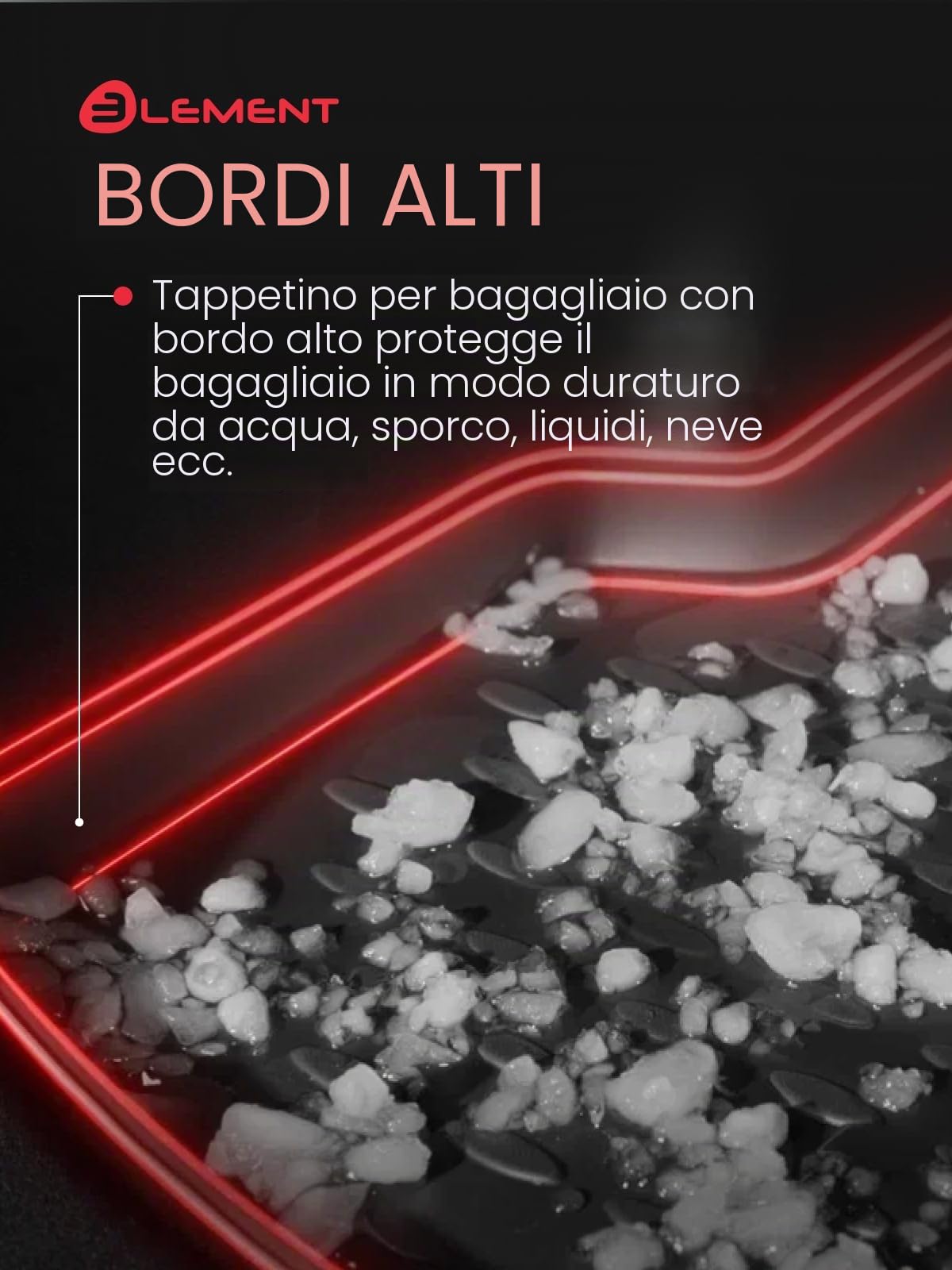Element Tappetino bagagliaio premium su misura adatto per FORD Kuga, Mk 2 (II), 2013-2019, Fuoristrada 5 porte, 1 pezzo.