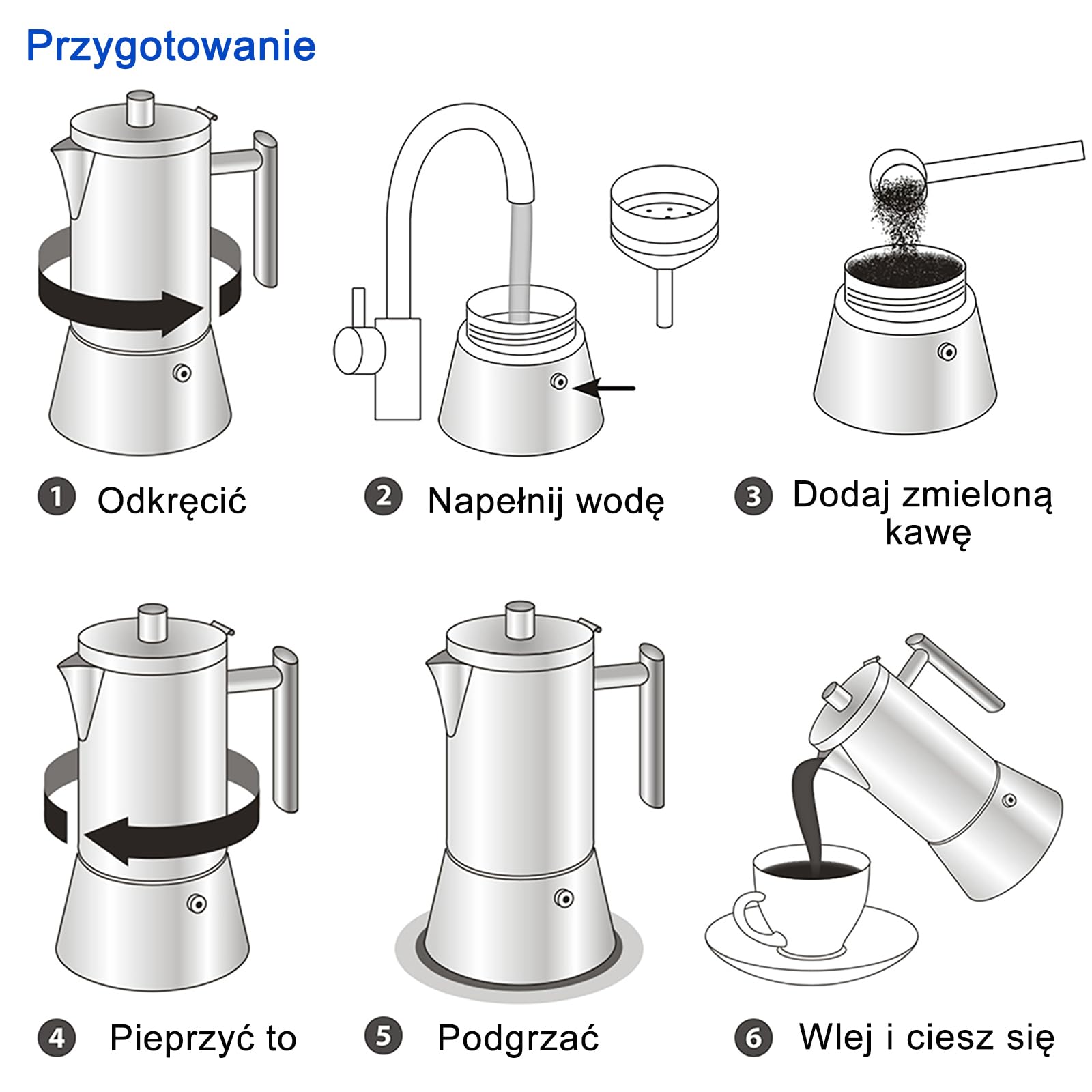Easyworkz Stovetop Espresso Ekspres 300ml Ekspresy do kawy Moka Pot ze stali nierdzewnej