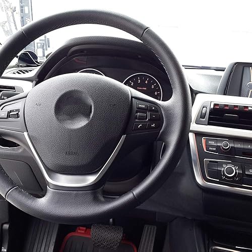 Miniatura 2 de ABS cromo cubierta del volante del coche tiras ajuste 1pc para BMW 3 serie F30 2013-2017 (3)