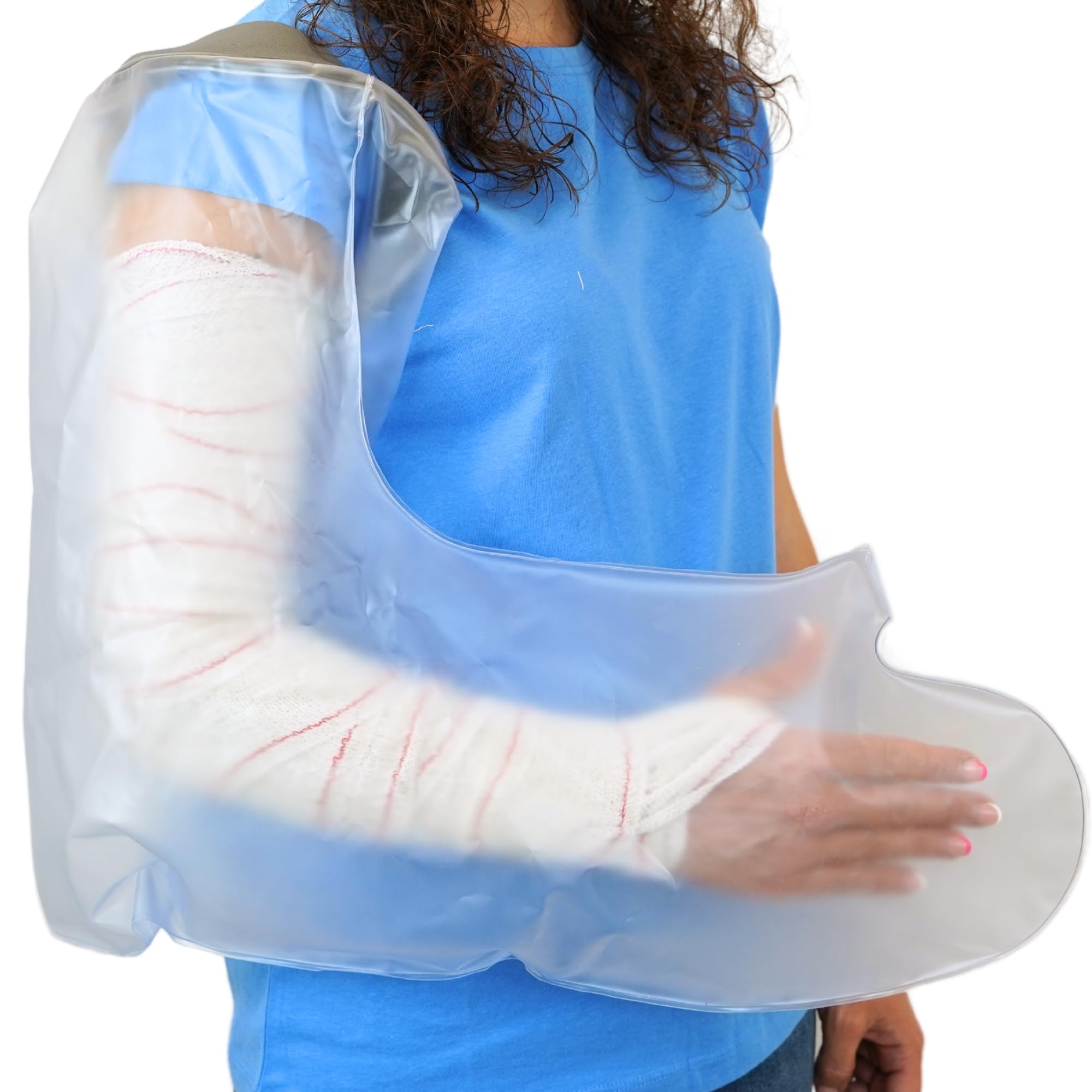BLJ® Gipsschutz für Erwachsene, langer Arm, wasserdicht, aus Silikon, flexibel und wiederverwendbar für den täglichen Gebrauch, luftdichte Aufbewahrungstasche mit Reißverschluss.