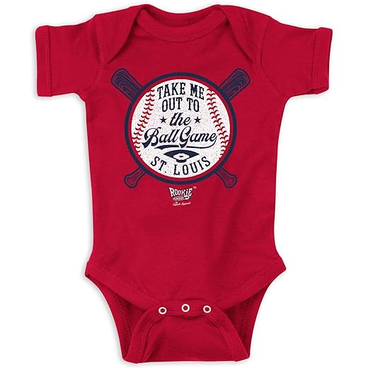 Take Me Out to The Ball Game Baby Apparel for St. Louis Baseball Fans (NB-7T) (Red Onesie, Newborn)