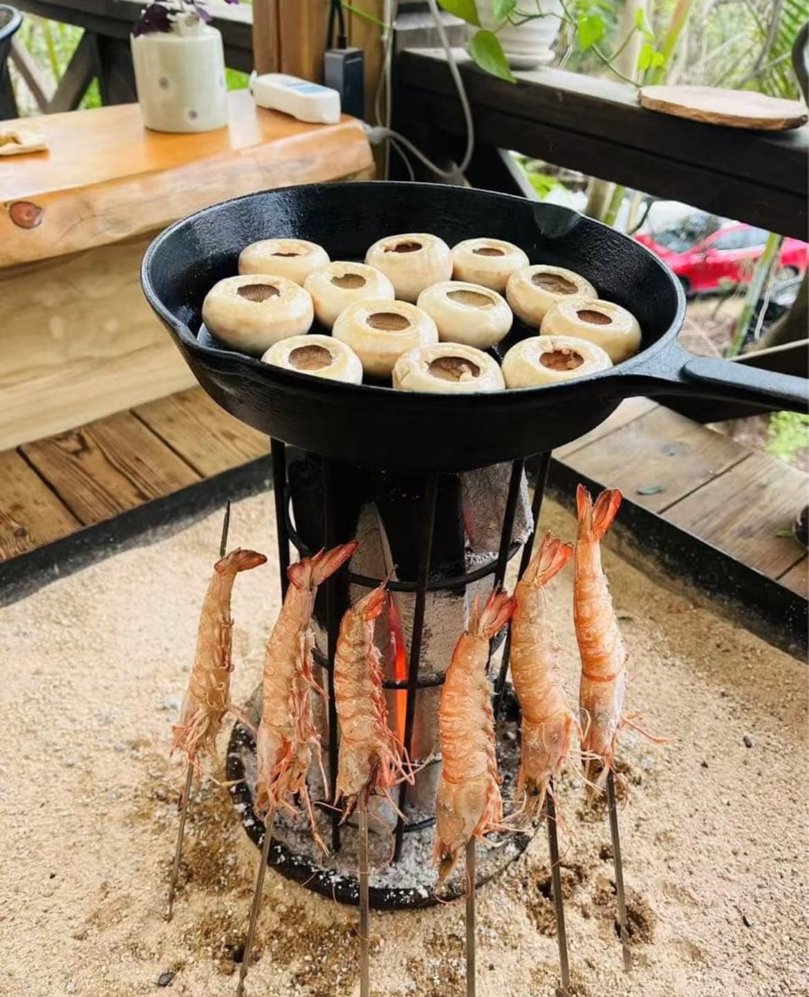 Amazon.co.jp: 原始焼きスタンド 炉端焼き 五徳 魚焼き 枠 囲炉裏 火鉢