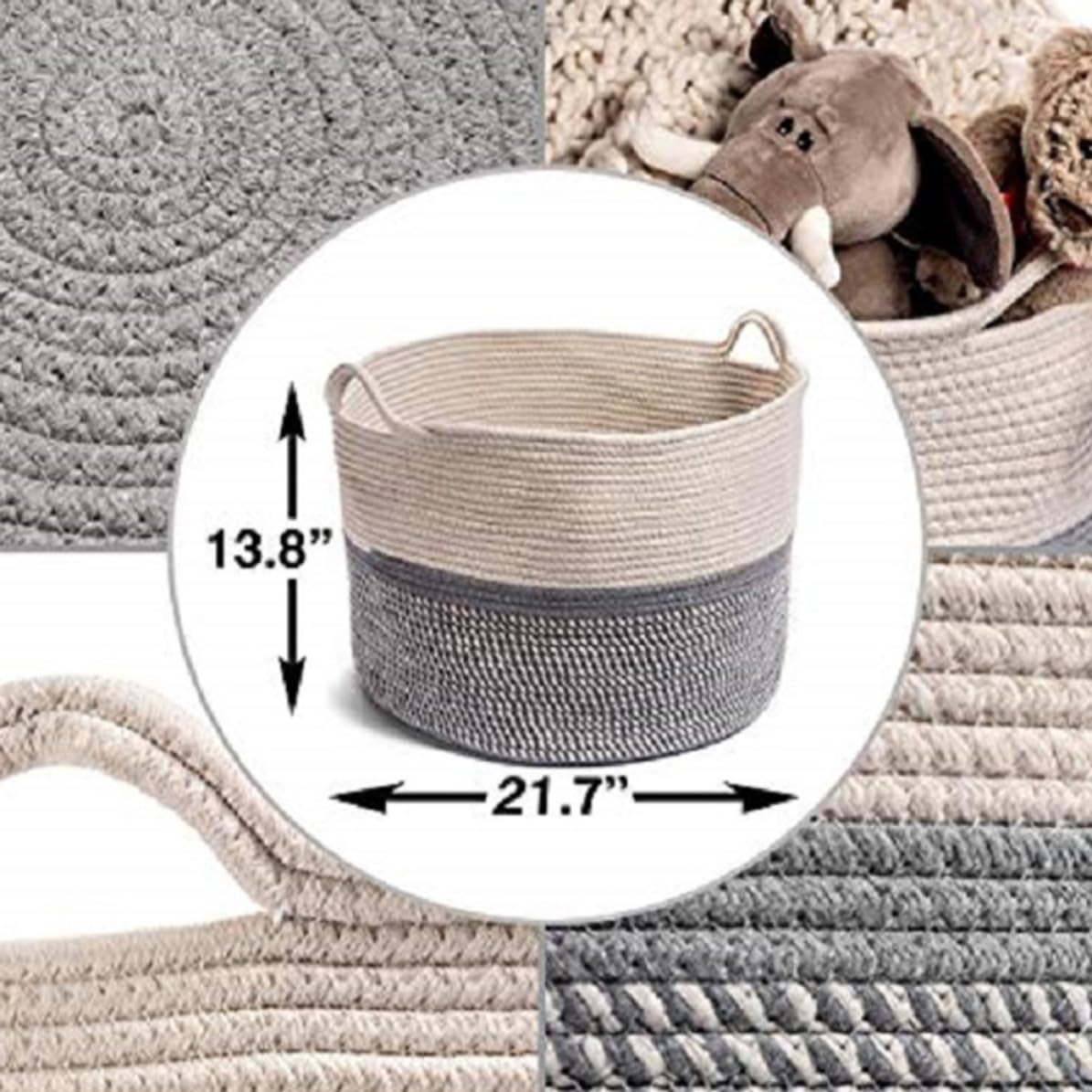 HEMOTON Cesta de Ropa de Algodón con Asa Bebés Blanco