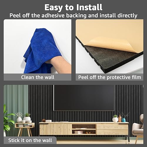 Miniatura 7 de Art3dwallpanels Paquete de 5 paneles acústicos, paneles de pared insonorizados de 48 x 24 x 0.71 pulgadas, autoadhesivos de alta densidad que