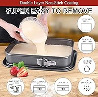 Vista 3 de Kenond Gran Molde Desmontable para Pastel, Molde Rectangular para Cheesecake de 14 x 11 Pulgadas, Utensilios para Hornear Tiramisu con 50 Piezas