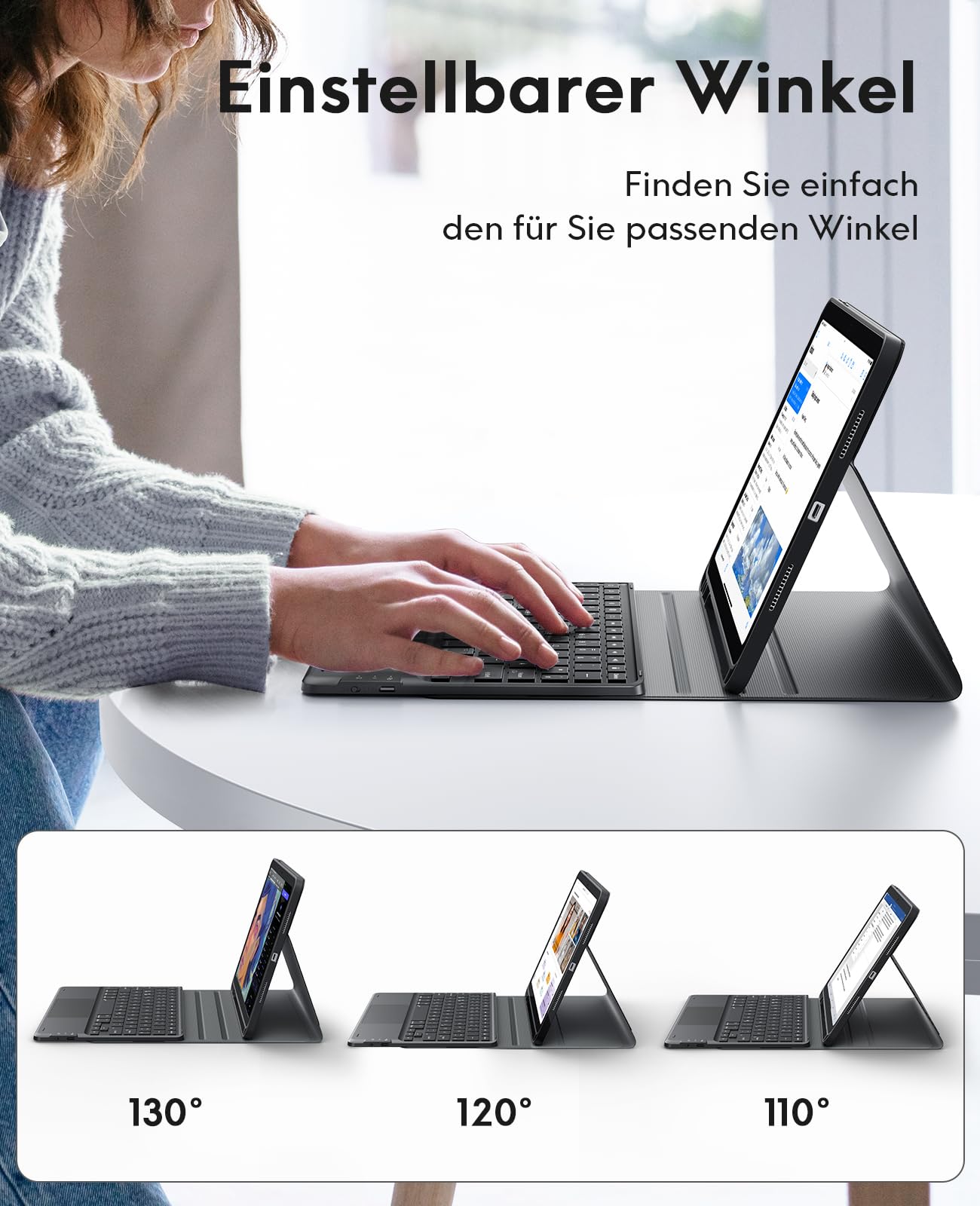 CHESONA Hülle mit Tastatur für iPad 10 Generation/11 Generation A16 2025, 7 Farben Beleuchtung, Multi Touch Trackpad, 2 Bluetooth Kanäle für Neu iPad 10. Gen 2022/2025 11", Schwarz