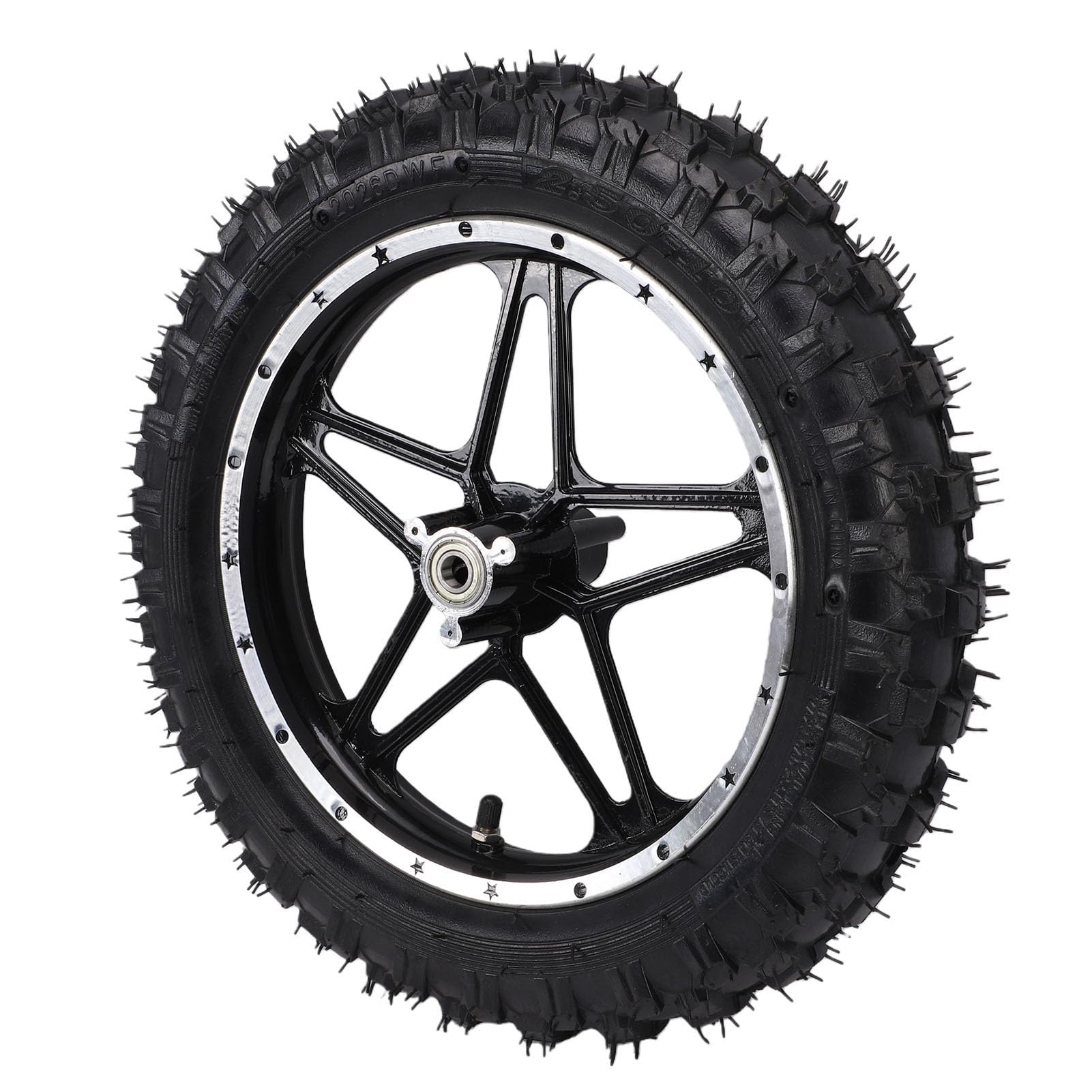 Ausla Jante de Roue de 10 Pouces Assemblage de Pneu, Pneu de Remplacement 2.50 10 Technologie Anti-éclatement pour Mini Pocket Bike Vélo Électrique 49 50ml Dirt *(Traduction D (Devant)