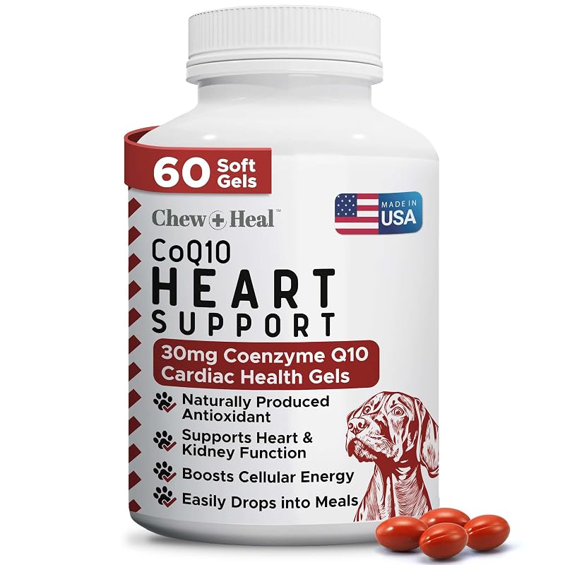 Suplemento de CoQ10 para Cães Chew + Heal Labs, 30 mg, 60 Cápsulas Gelatinosas