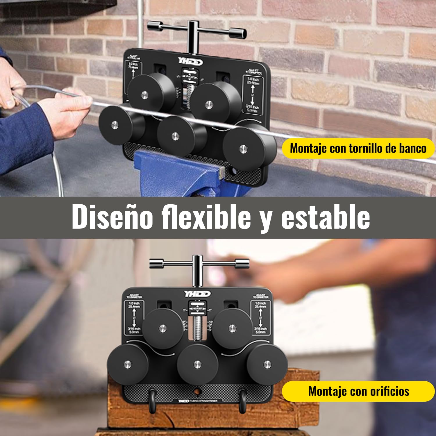 Enderezador de Tubos para Diámetros de 4,7 mm a 25,4 mm, Herramienta Ajustable para Enderezar Tubos de Freno, para Tubos de Cobre, Aluminio, Acero, Tubos Doblados y Líneas de Combustible