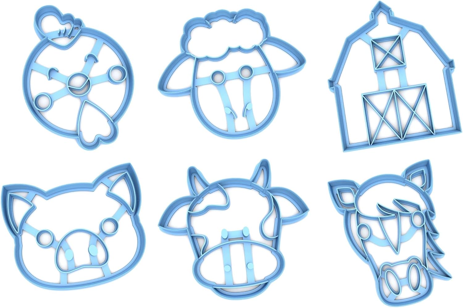 Inc Set of 6 Farm Animals Cookie Cutter - Dishwasher Safe (2")