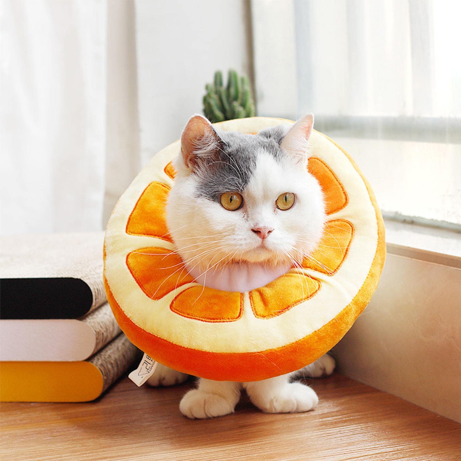 オレンジ　L エリザベスサークル チョーカー インフレータブル ペット用品 エリザベスカラー 子猫 子犬 ソフト 引っ掻き防止 オレンジ Sサイズ