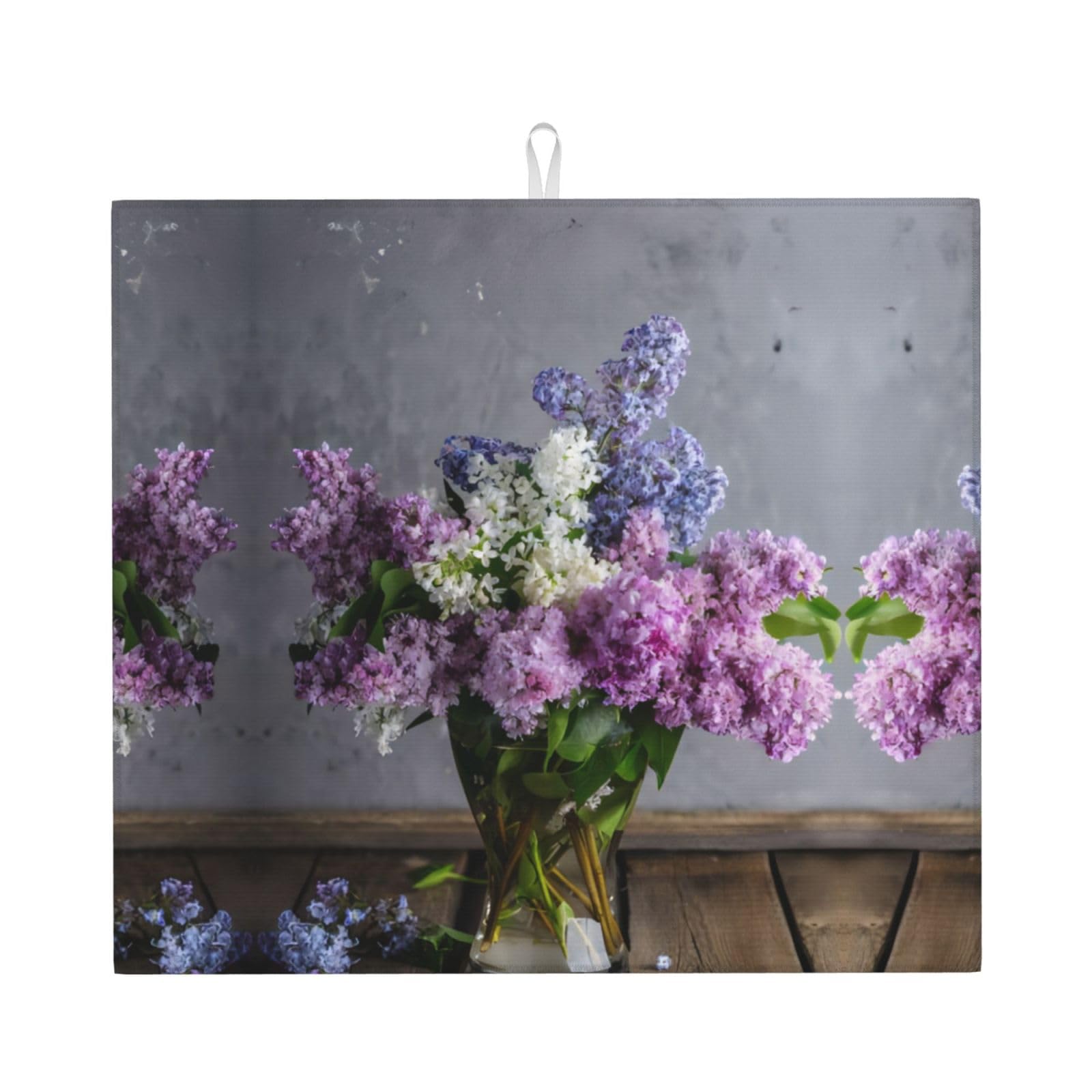 Yyhwhjde Black Flowers Prints Kitchen Drying Mat – Absorbent Dish Throw For Countertop, Non-Slip Layer With Vibrant Prints, Ideal For Housewarming