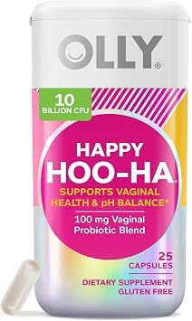OLLY Happy Hoo-Ha Probiotic for Women Vaginal Health Capsules 25 Count & Metabolism Gummy Rings for Energy 30 Count