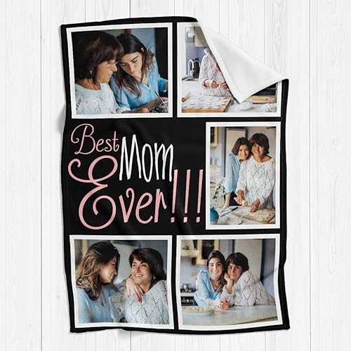Miniatura 2 de Best Mom Ever Manta con fotos, regalo para mamá de marido, regalos de cumpleaños para mamá de hija o hijo, regalos de aniversario o de día de San