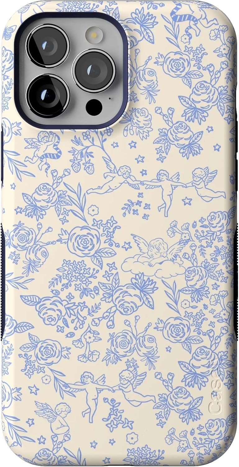 Casely iPhone 13 Pro Max Case | Cupid's Canvas | Periwinkle Floral | Bold Protective Design | Compatible with MagSafe