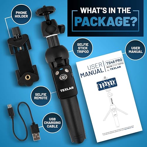 Miniatura 7 de Texlar Trípode de palo selfie de 48 pulgadas con control remoto para iPhone 14 13 12 11 XR X 8 7 Pro Max Plus SE teléfono Android teléfono