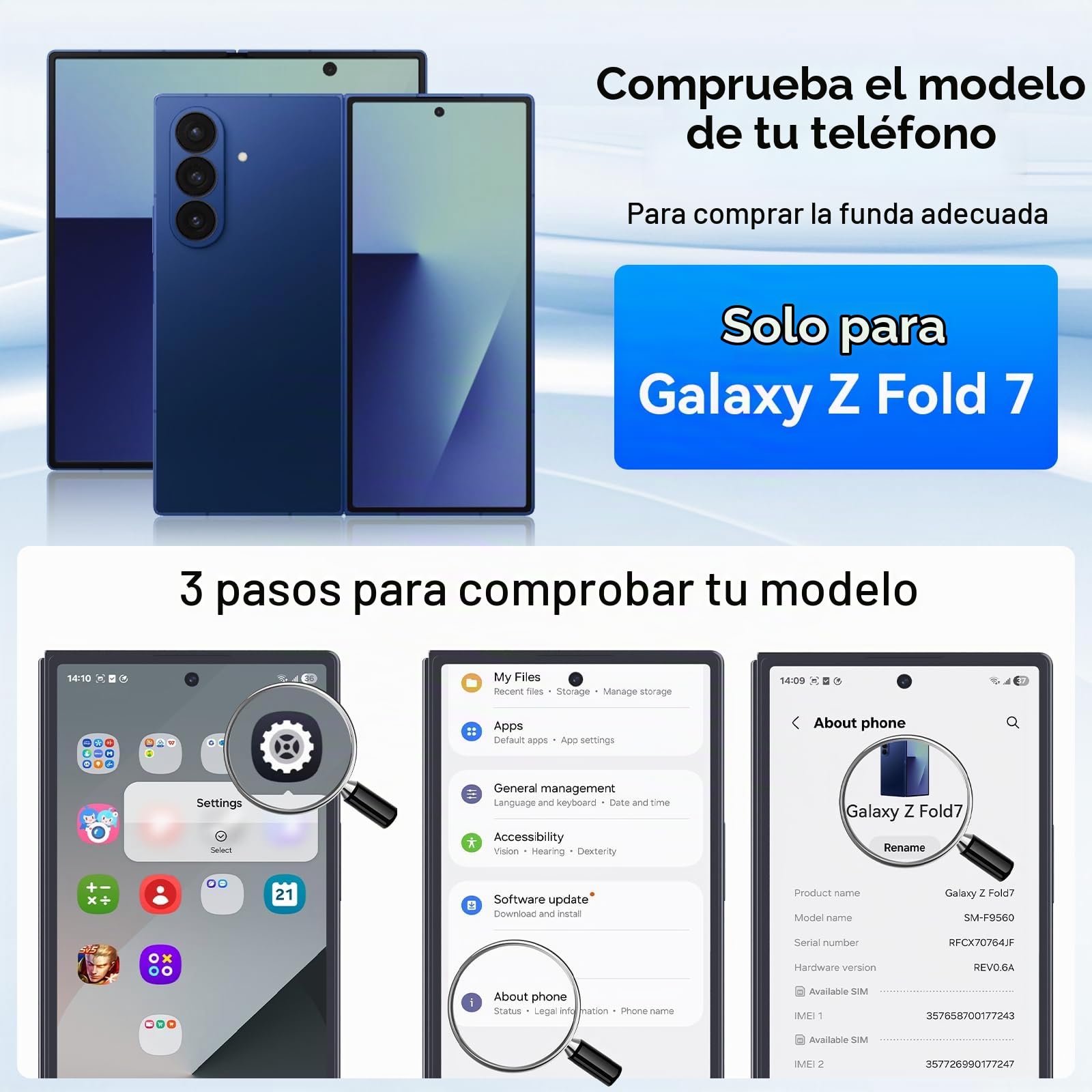 Funda magnética para Samsung Galaxy Z-Fold-7: doble soporte horizontal y vertical, compatible con MagSafe, con protector de pantalla, protección robusta con bisagras, funda para teléfono