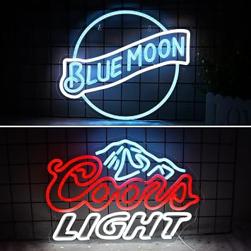 Crs Light Neon Signs 17 * 11 InchAzure+red+white + Blue Moon Neon Signs 14 * 12.2 InchAzure+white