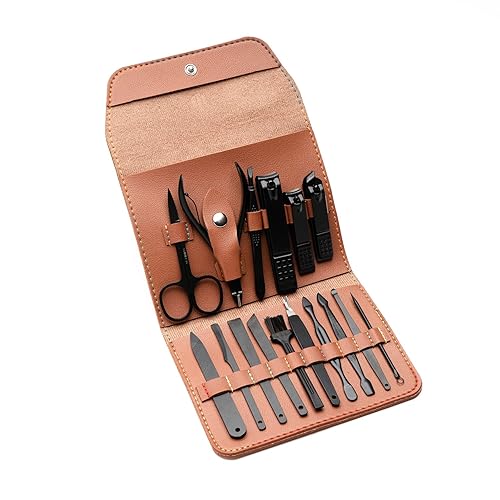 Miniatura 6 de Kit de uñas – Juego de cortaúñas – Juego de manicura – 16 piezas de acero inoxidable kit de manicura para hombres – Kit de pedicura para hombres –