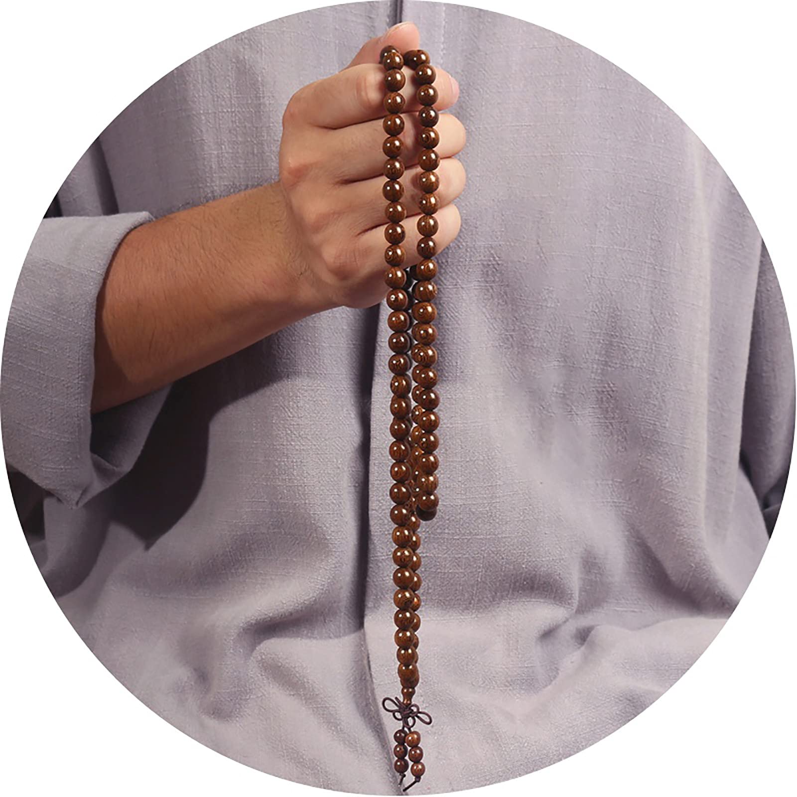 Herren Womens 108 Perle Sandelholz Mala Gebetsarmband - Yoga Meditation Perlen - Buddha Gebetsperlen