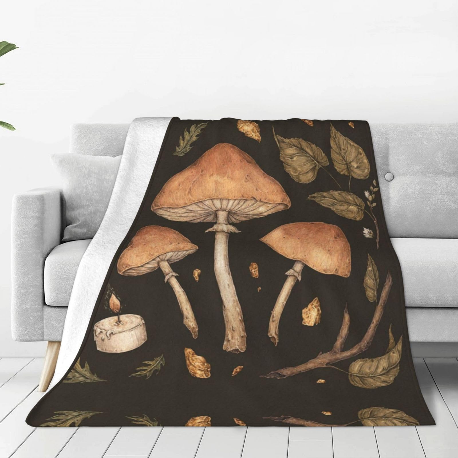 Couverture polaire champignon flanelle douce finitions soignées